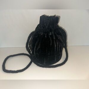 Elegant Black Velvet Drawstring Bag